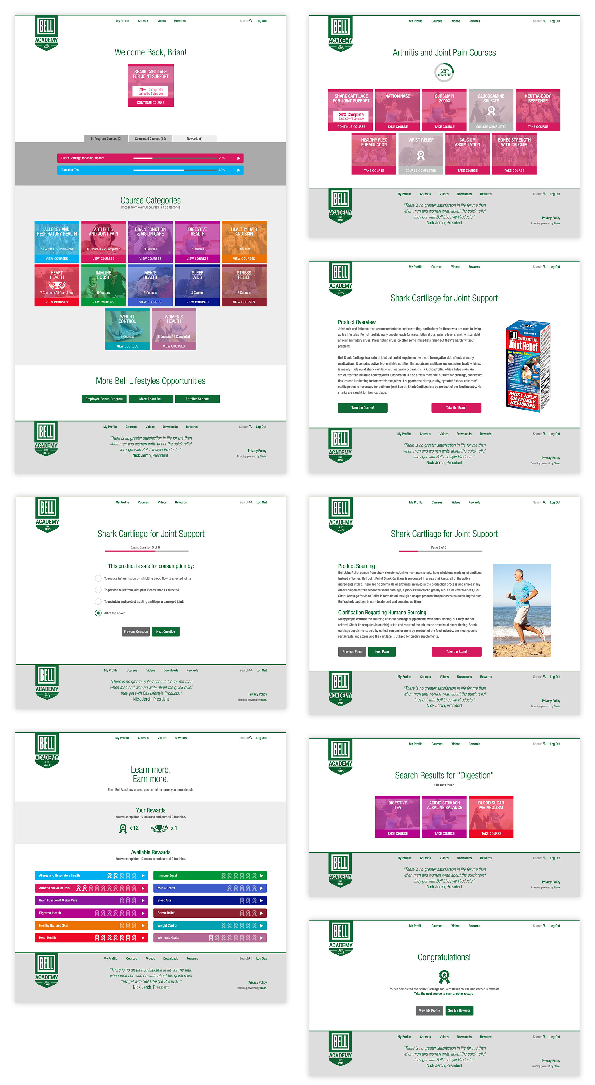 Bell Academy Website Screenshots