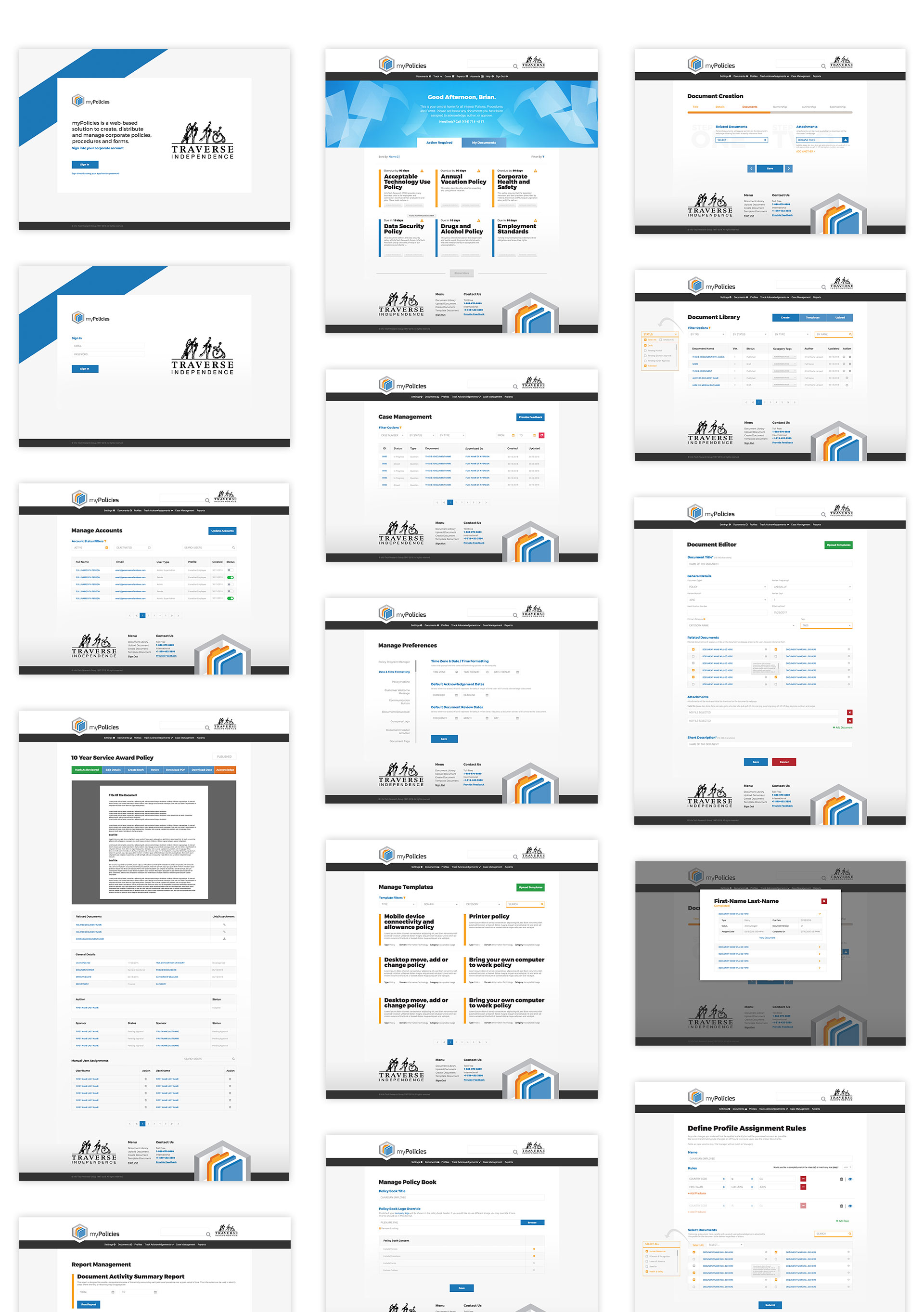 myPolicies Website Screenshots