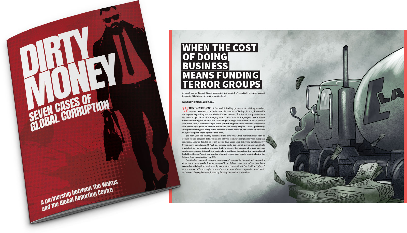Dirty Money Cover and Interior Spread